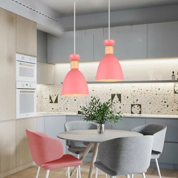 Moderne pendel lysekrone Smedejern Makron Køkken Restaurant Creative Pendel Lampe (Pink) - Pink