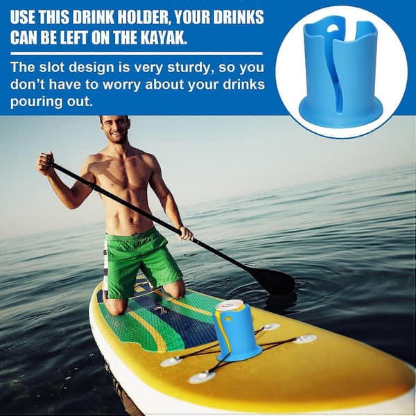 2 Pcs. Paddle Board Cup Holder, Universal Kayak Drink Holder Multifunctional Anti-Tip Bottle Cup Holder Surfboard Cup Pink