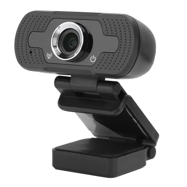 Webcam Computer Kamera med Mikrofon til PC Laptop Desktop Videoopkald W8 1080P Sort