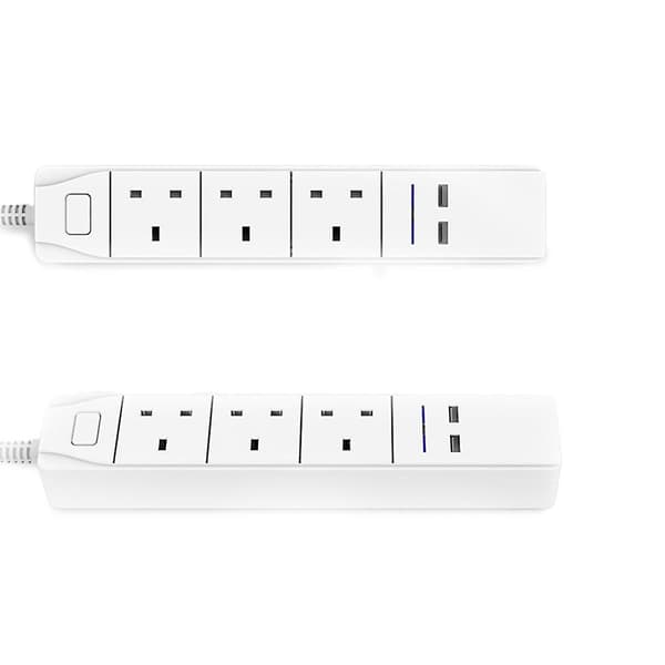 Smart Wifi App-kontrollerad grenuttag med 3 uttag, 2 USB-snabbladdningsuttag, app-kontrollerat eluttag