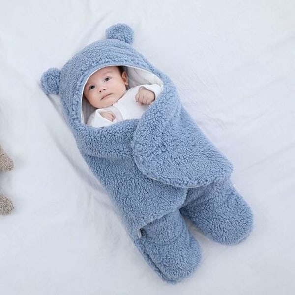 Unisex baby kapalohuopa, lastenhoitokassi, hupullinen kapalo-makuupussi Newborn-Blue-S (0-3 kuukautta)