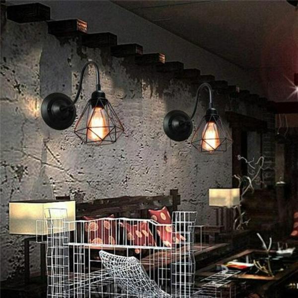 E27 Metal Diamond Retro Vägglampa för Vardagsrum Hall Sovrum Cafe Bar - Svart - Svart