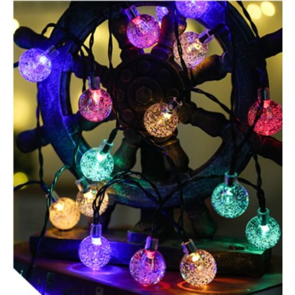 20 LED Solar Have String Lights Udendørs Crystal Ball String Lights, gård, jul (farve)