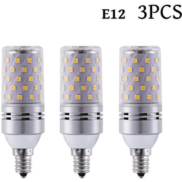 3 STK LED pære lysekrone pære 3000K varmt hvidt lys E12-12W