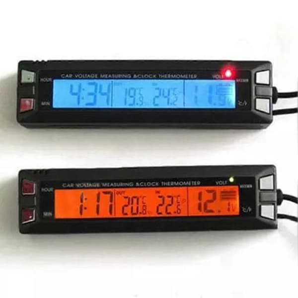 12V 24V Biltermometer LCD Digital Køretøjsspændingsmonitor Ur Biltemperaturmåler Voltmeter Kabelsensor[ht]