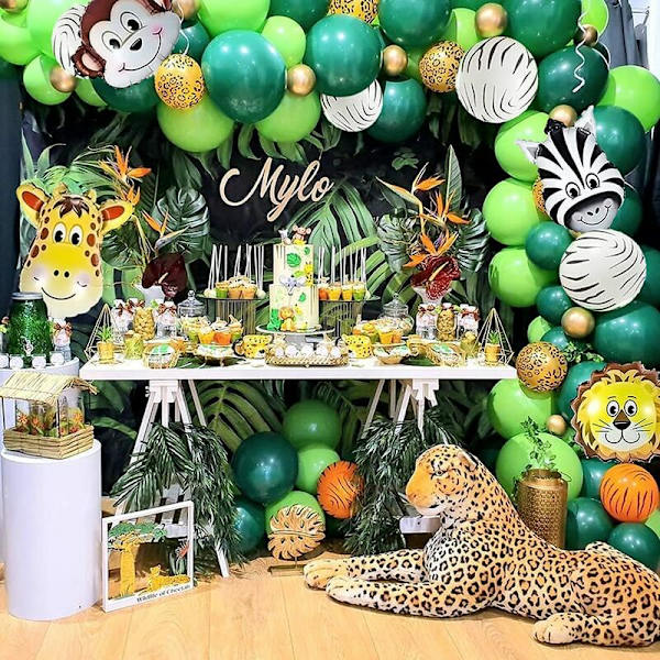Viidakon syntymäpäiväkoristeet Boy Safari -syntymäpäiväkoristeet Happy Birthday -banneri