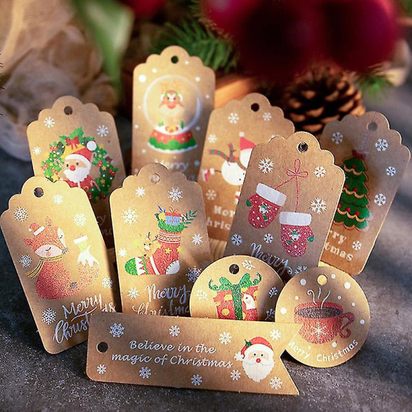 100 kpl Joululahja Kraft Paper Card Hang Tag Christmas