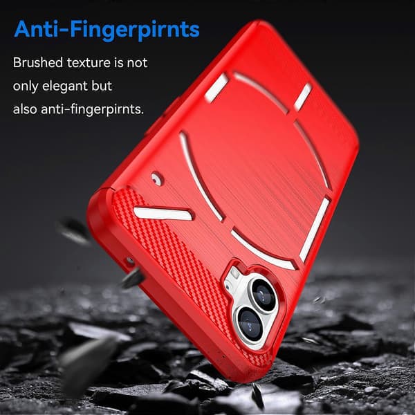 För Nothing Phone 1 Borstad Textur Kolfiber TPU Telefonfodral Red