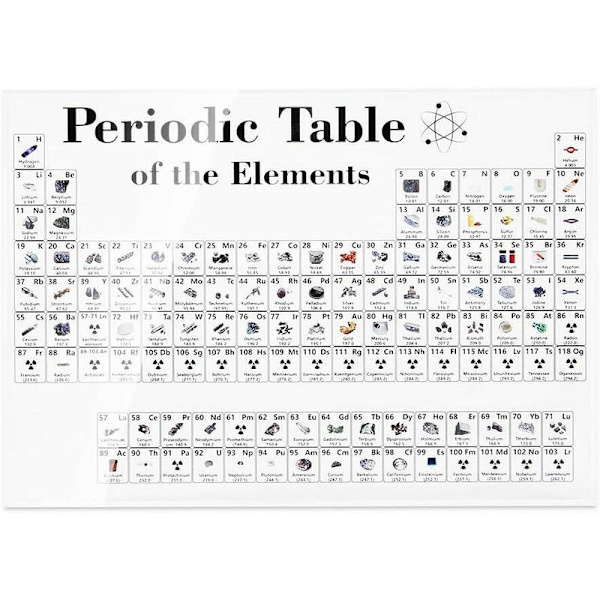 Tryckplåt 170*120*24mm Svartvitt element Kristallfärg Periodisk tryckplåt Periodiska systemet för kemiska grundämnen