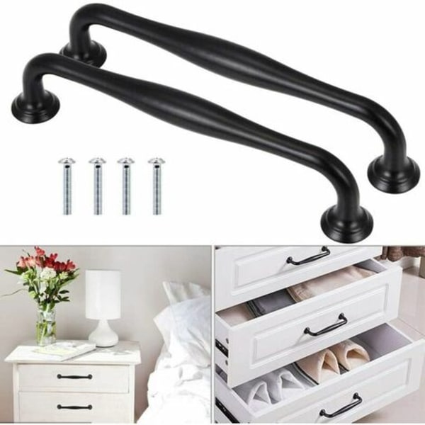 10 stk Sorte køkkenskabsgreb Sorte skabsgreb Solide sorte køkkendørgreb med mat finish 128mm Cen