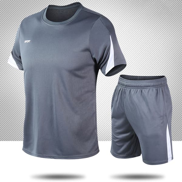 Afslappet løstsiddende jogging shorts og skjorte sæt til mænd, grå
