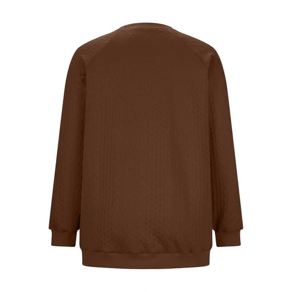 Dame Oversized Sweatshirt Afslappet Langærmet Rund Hals Tekstureret Løs Pullover Efterårsskjorte med Lommer Grå S Gray S