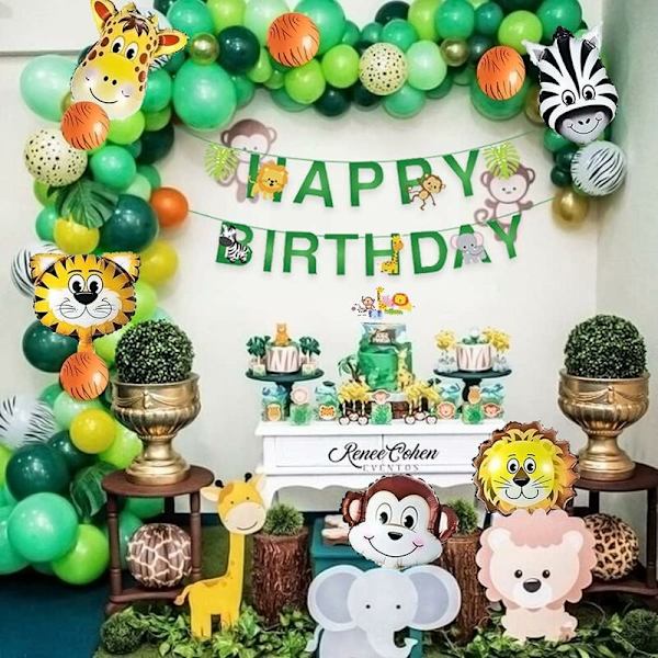 Viidakon syntymäpäiväkoristeet Boy Safari -syntymäpäiväkoristeet Happy Birthday -banneri