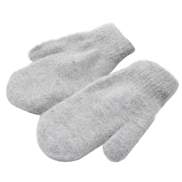 Kvinner Jenter Tykke votter Vintervarmer Strikkede Helfingre votter hansker Light Grey
