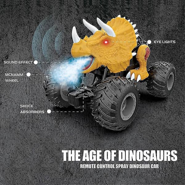 Fjernkontroll Dinosaur Bil Drift Lastebil Med Smart Spray Fulde Funksjoner For Gutter Yellow A