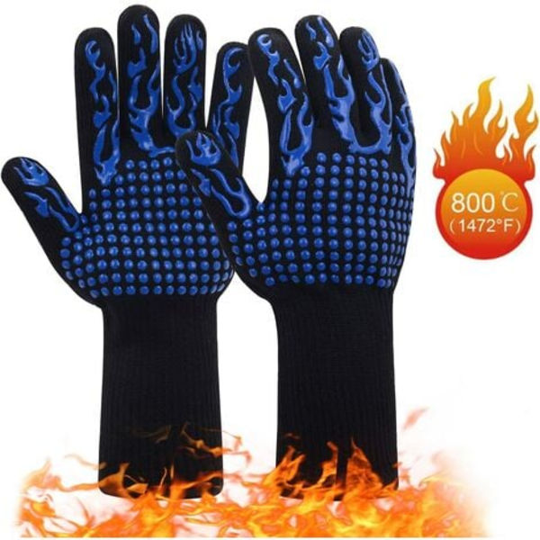 Varmebestandige BBQ-handsker 1 par | Skridsikre silikone ovnhandsker op til 800°C | Universalhandsker til BBQ, Grill, Ovn, Ki