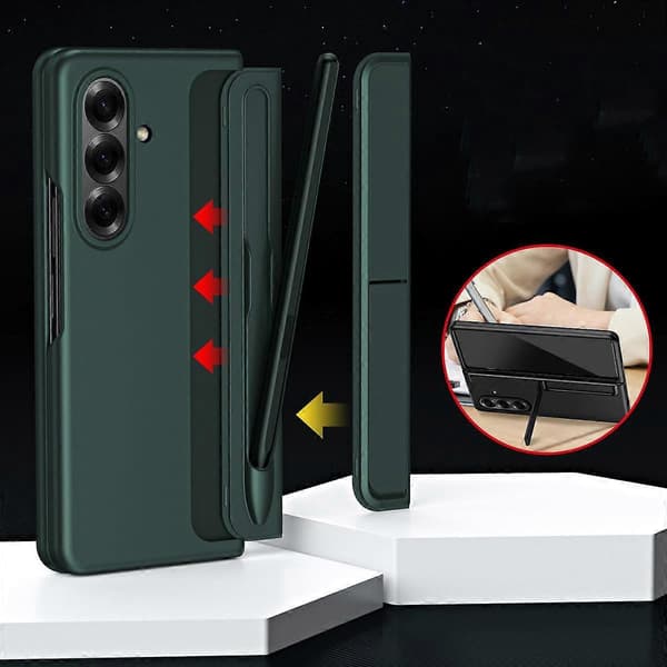 2-i-1 Hårt PC Vikbart Telefonfodral med Hållare Pennfack för Galaxy Z Fold8 Ultra 5G , Blue