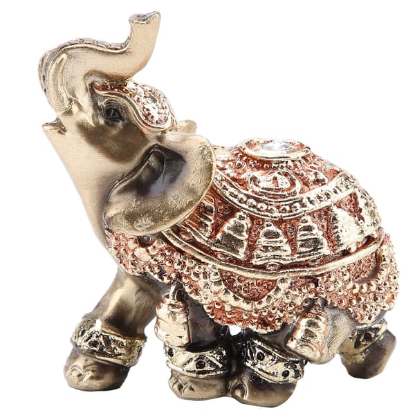 Feng Shui Lyckobringande Gyllene Elefant Staty Rikedom Heminredning