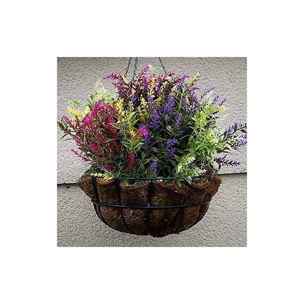 12 farver Bland og match kunstige lavendelbuske kunstige grønne lavendelblomster UV-resistente planter,