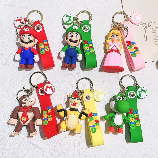 30 stilarter Super Mario nøglering Mario Bros Luigi Toad Yoshi Bowser Action Figur Model Pvc tegneserietaske Dukke Vedhæng Legetøj Gaver Høj kvalitet KC3466