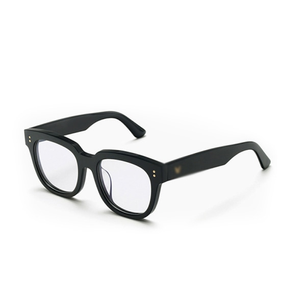 Ru-rammet brillestel Retro brillestel til nærsynethed Anti-blå lys briller (blank sort stel, guld ris tips)