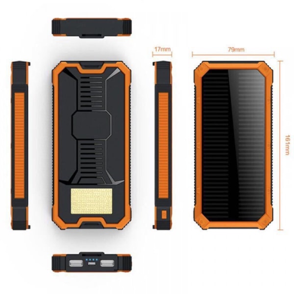 Solar Car Power Bank Ultratynd Power Bank med stor kapacitet - Orange 10000mAh