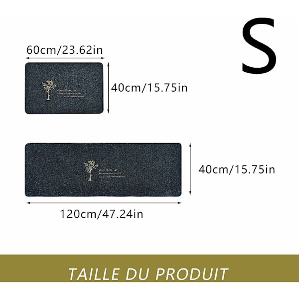2 delar broderad Lucky Tree Ash Bottenmatta (40*120*1, 40*60*1) Dörrmatta Strip Matta