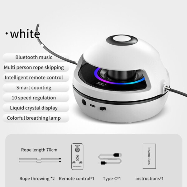 Sähköinen hyppynaru Machine Counter Training Smart Remote Control -hyppyköysi White