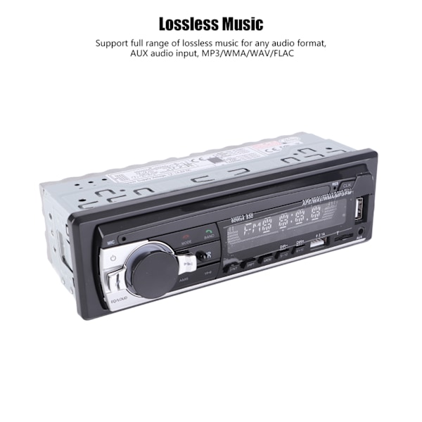 Kaksi USB-liitäntää oleva auton FM-radio Bluetooth-puhelutoiminnoilla ja häviöttömän MP3-musiikkisoittimen