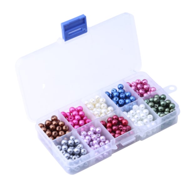 Glassperler, runde perler, fargede perler, brukt til DIY-smykker, diverse tilbehør, bokskombinasjon (6 mm500 stk),