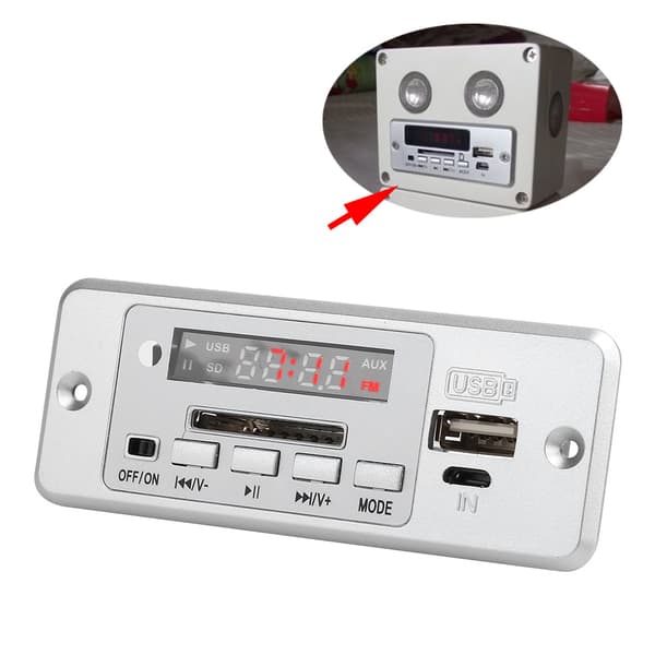 5V MP3 Audio Decoder Modul USB FM Radio MP3 Dekoder Board Musikafspiller med Effektforstærker Sølv