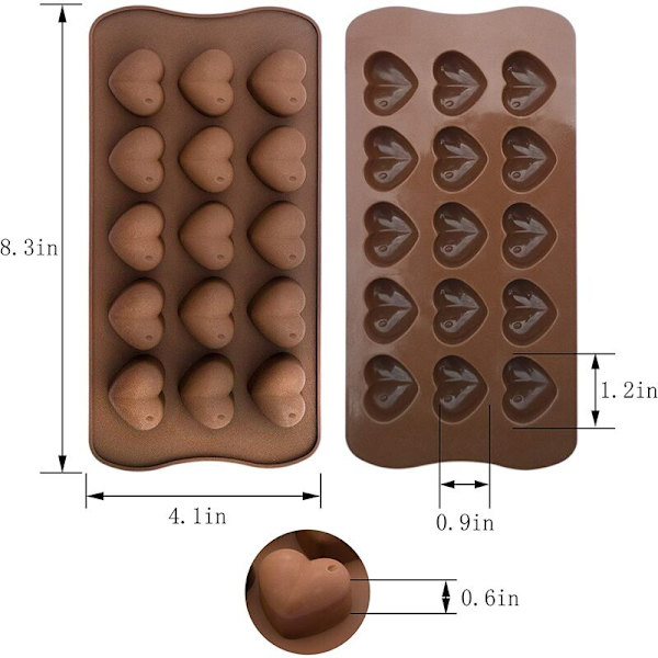 Valentinsdag silikone 15 hulrum hjerteformet chokoladeform