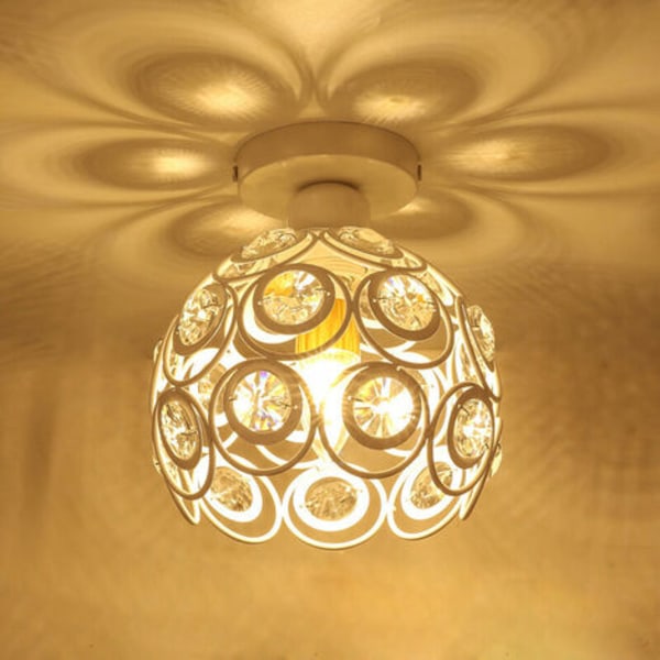 Sæt med 2 Moderne Industriel Krystal Metal Loftslampe Ø 20cm, Lysophæng Lysekroner Lampeskærm Loftslampe E