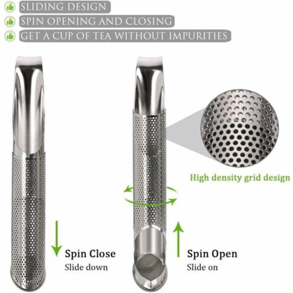 Te-si, rustfrit stål-infusere Rustfrit stålrør Urtekrydderi-te-si og låg Universal til tekande