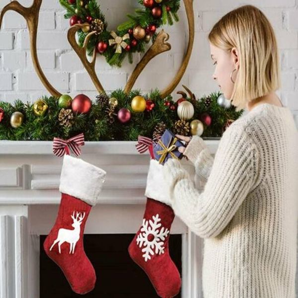 Julstrumpa, 2-pack 18 tum, godisstrumpa, julgran och mantel hängstrumpor Julstrumpor med P