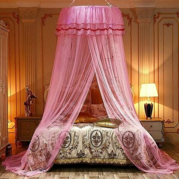 Baldakin myggnett, Princess Baldakin myggnett Dome polyester, dekorasjon for baby- eller barnerom - (rosa)