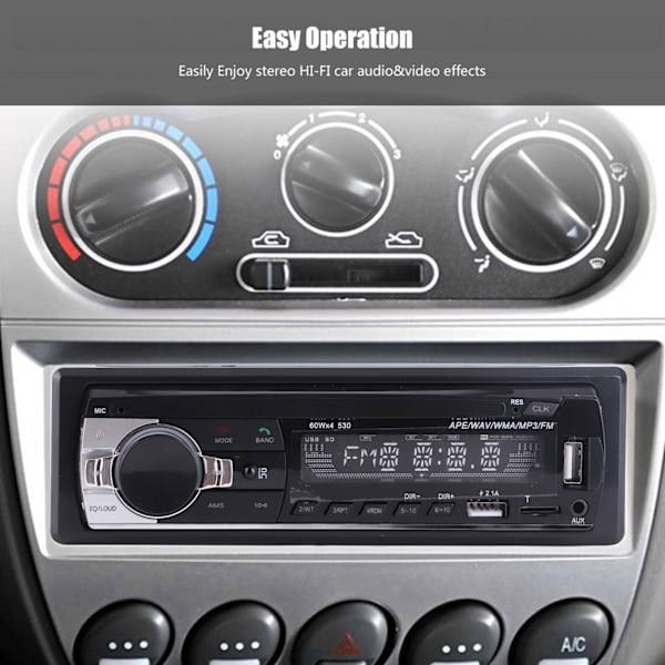 Kaksi USB-liitäntää oleva auton FM-radio Bluetooth-puhelutoiminnoilla ja häviöttömän MP3-musiikkisoittimen