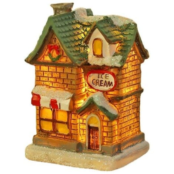 Luminous And Anime Christmas Village, Led Miniature Christmas Village House, Christmas Village Decoration, Colored Resin