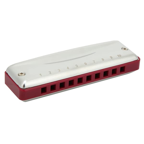 Blues Harmonica 10 Huller Tone Eb Rustfrit Stål til Begyndere Professionelle Rød