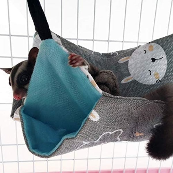 Hammock Pet Hammock Nest Double Canvas Hammock Hamster My Neighbor Totoro Ferret Hammock 34 * 34 (Grey Rabbit)