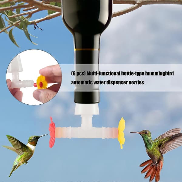 6 stk. kolibrifoderautomater tilbehør blomstuder genanvendelige foderautomater rør lækagesikre til fuglefoderautomater reservedele flerfarvet Bilateral feeder at