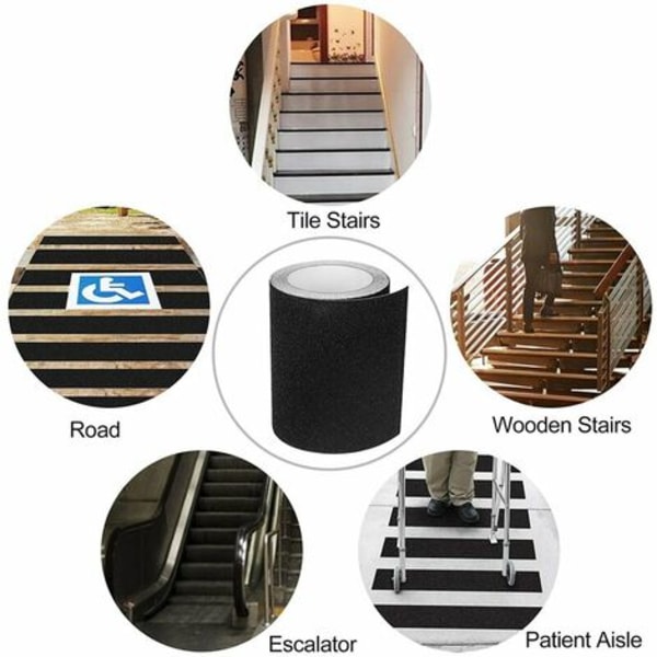 Klæbende anti-skrid tape til trapper, friktion, slibemiddel til sikkerhed, trappestige, indendørs, udendørs, høj trækkraft, 15cm x 5M