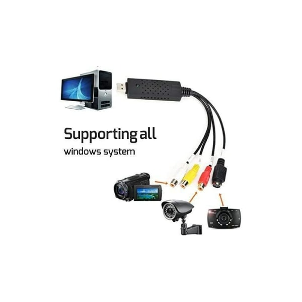 USB Audio Video Capture Card, TV VHS VCR til DVD Converter Adapter for Windows PC