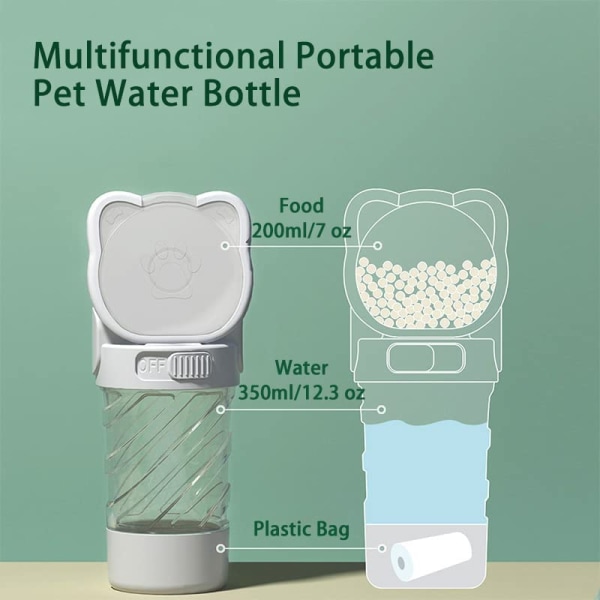 Hundevandflaske, vandtæt bærbar hvalpevandfontæne med drikkefontæne til udendørs kæledyr, vandring, rejser, F