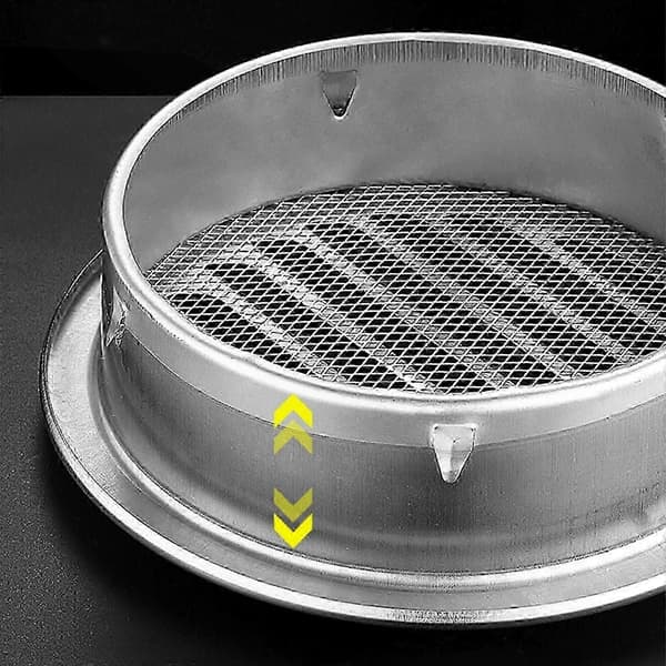 Ventilationsrist i rustfrit stål med insektnet og flange, rund 75-200 størrelse 160mm