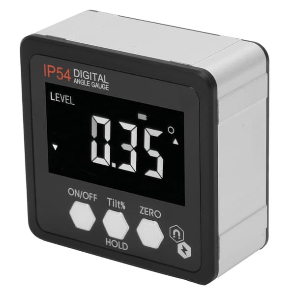 LCD Digital Vinkelmåler Inclinometer Hvid på Sort IP54