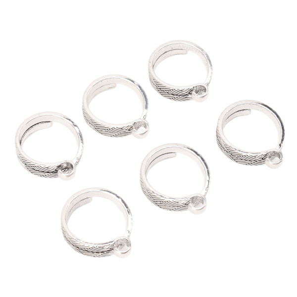 HT Justerbar öppningsbar stickring fingerhållare garn trådguide metall virkningsringar set om 6
