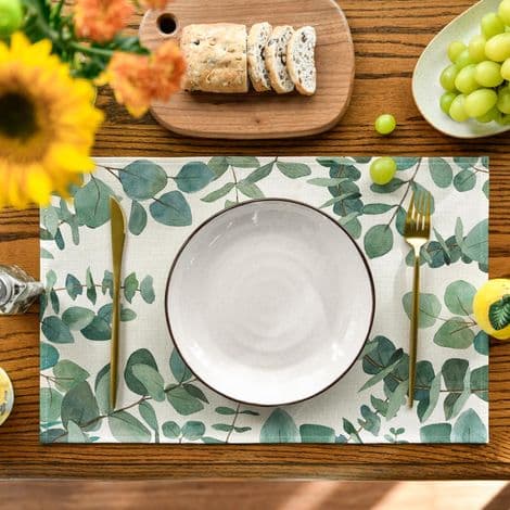 Set med 6 sommar eukalyptus bordstabletter - Köksbordsdekoration - Heminredning - Högtider - 30 x 45 cm
