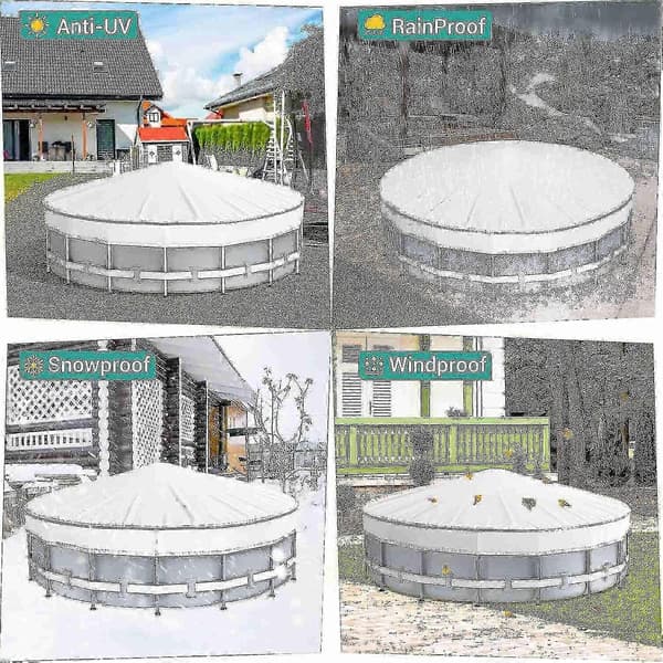 Poolskydd, vindtätt runt uppblåsbart poolskydd, dammtätt vattentätt poolskydd 18FT