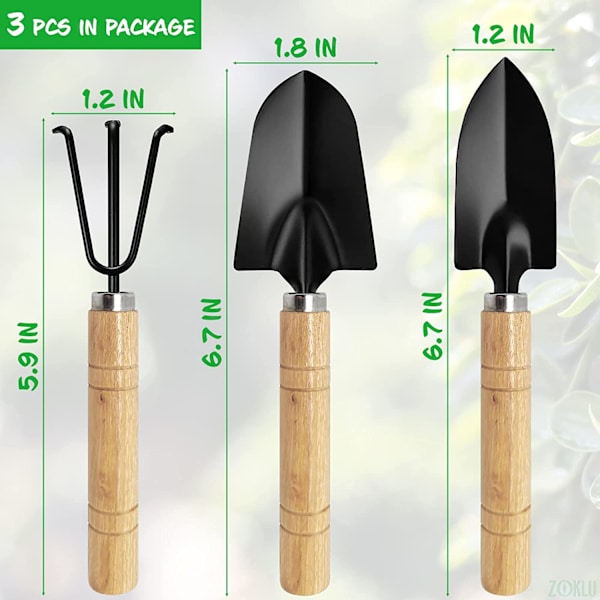 Hagearbeidsspader Hageredskaper Håndskovle - 3 deler hageredskapssett Liten hagerive Ergonomisk hagehåndverktøy